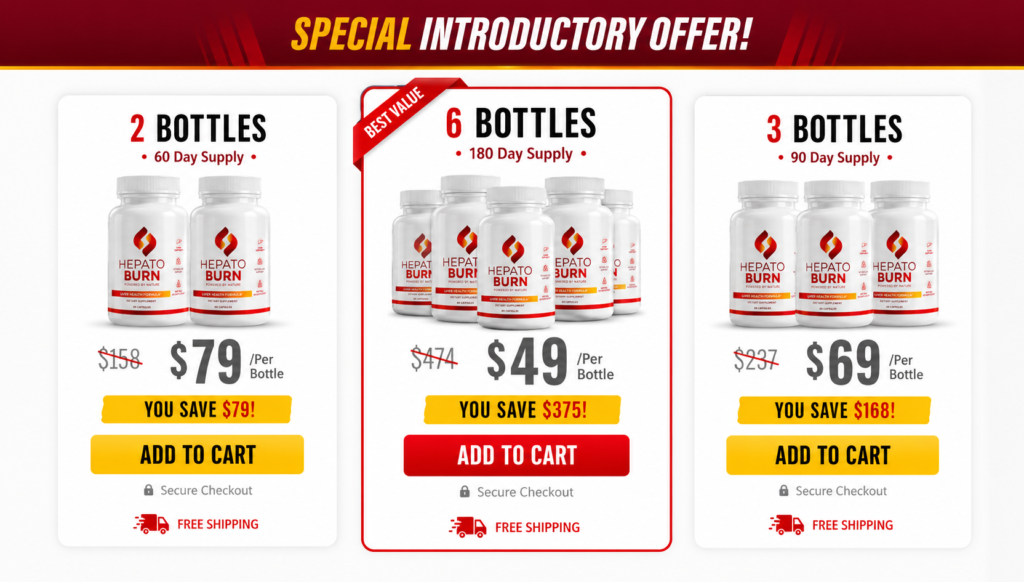 HepatoBurn supplement pricing packages with discount offers and bundle deals