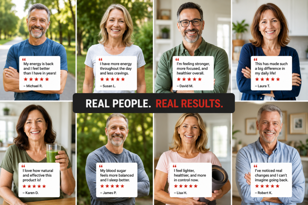 Happy customers sharing positive Sugar Defender wellness results